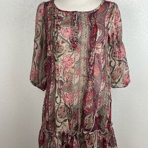 Pre-Owed Pinky Womens Sheer Tunic Top with Poncho Style Arms Size M